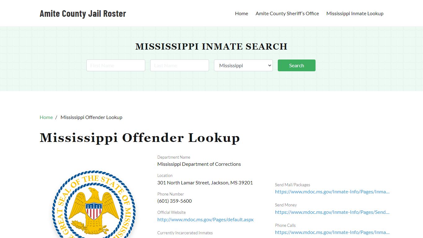 Mississippi Inmate Search, Jail Rosters - Amite County Jail