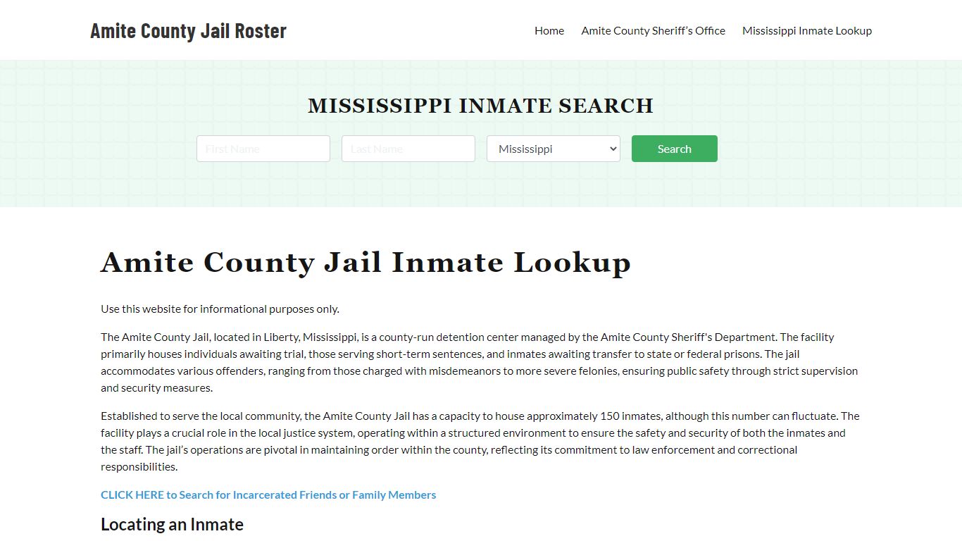 Amite County Jail Roster Lookup, MS, Inmate Search