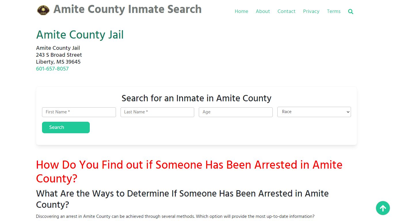 Amite County Jail Inmate Search & Services - MS